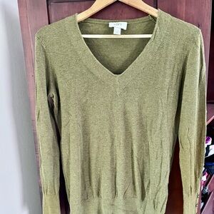 LOFT Olive V-Neck Sweater for Women